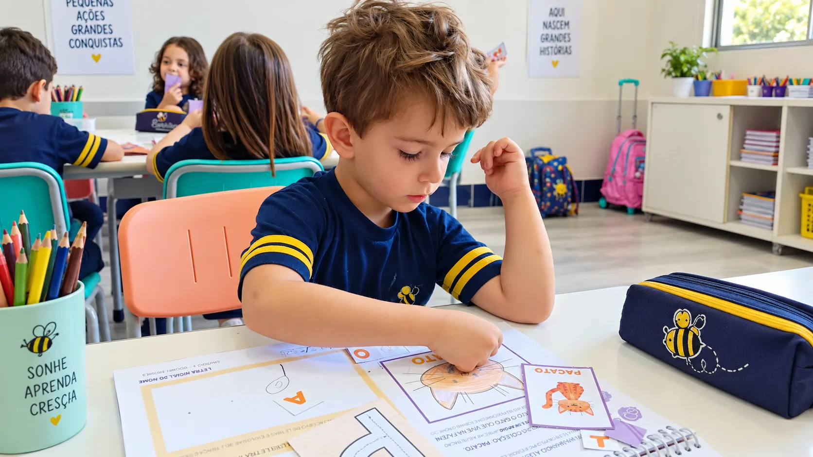 Aluno da Escola Sorriso utilizando o material didático SAE Digital